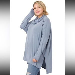 ZENANA
Oversized Long Sleeve Cowl Neck Hi-Low Top